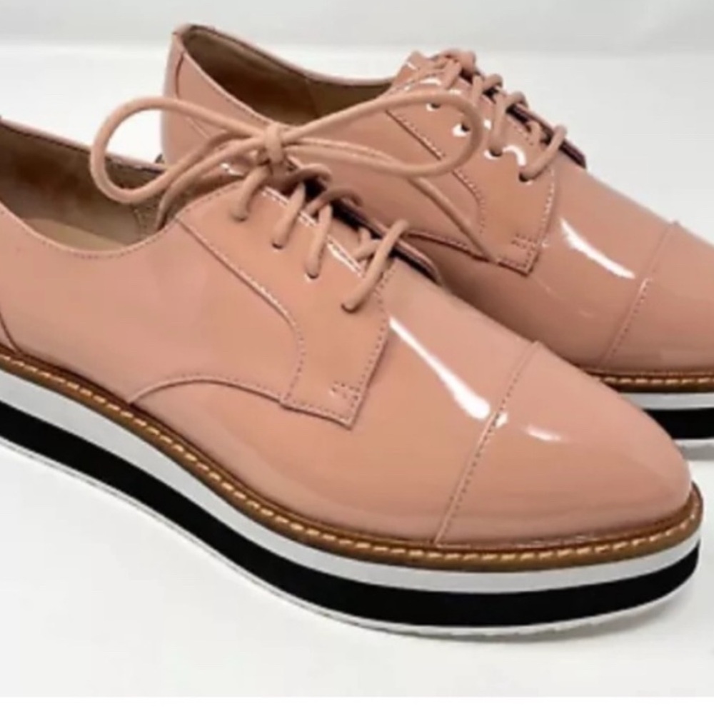 Halogen Glossy Patent Leather Oxford Platform Lace Ups